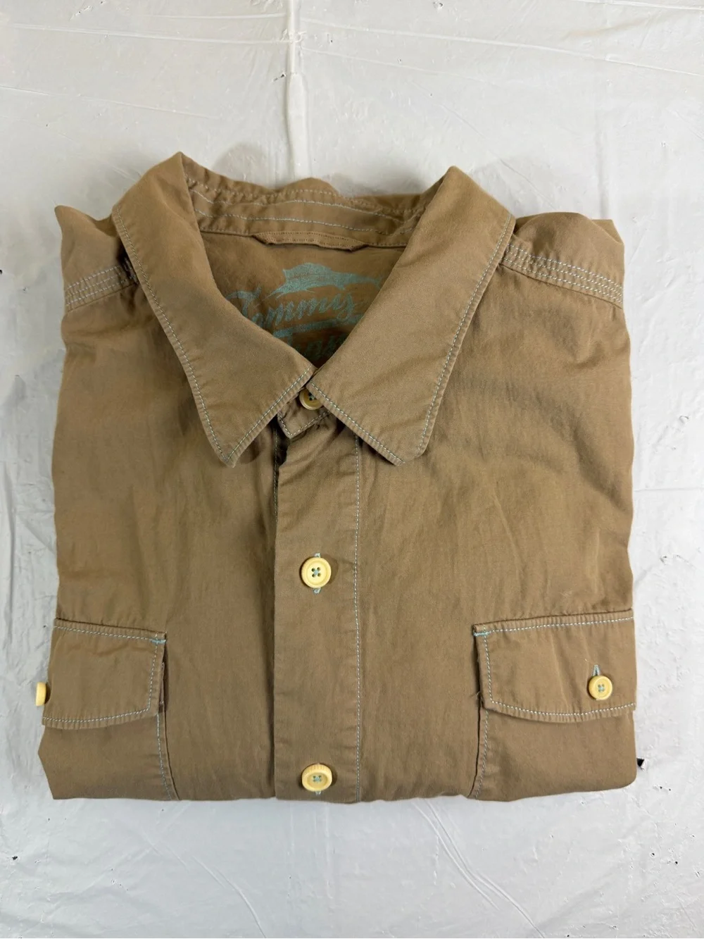 Tommy Bahama Men's Long-Sleeve Button-Down Shirt in Light Brown